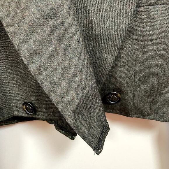 Vintage Wool Blazer Reworked Crop Blazer Olive Single Breast Button Accents Sz 4 - Picture 4 of 7